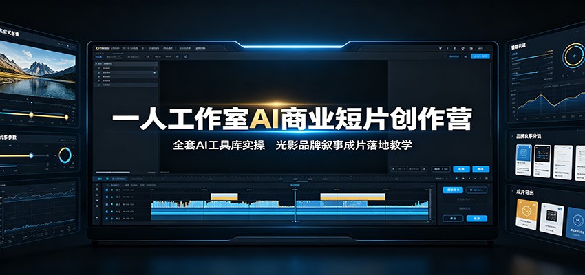 一人工作室AI商业短片创作营:全套AI工具库实操,光影品牌叙事成片落地教学-聚业