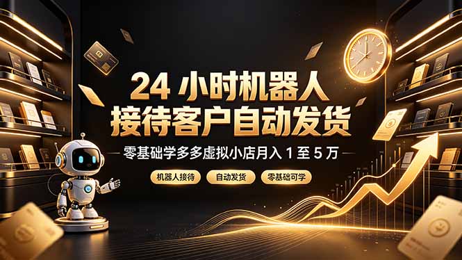 24 小时机器人接待客户自动发货,零基础学多多虚拟小店月入 1 至 5 万-聚业