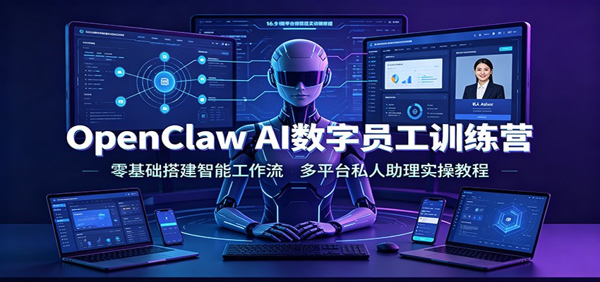 OpenClaw AI数字员工训练营:零基础搭建智能工作流,多平台私人助理实操教程-聚业