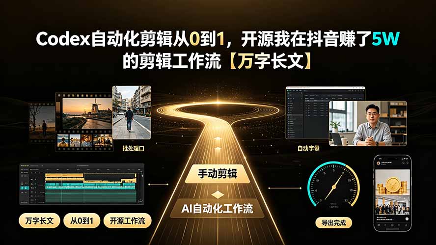Codex自动化剪辑从0到1,开源我在抖音赚了5W 的剪辑工作流【万字长文】-聚业