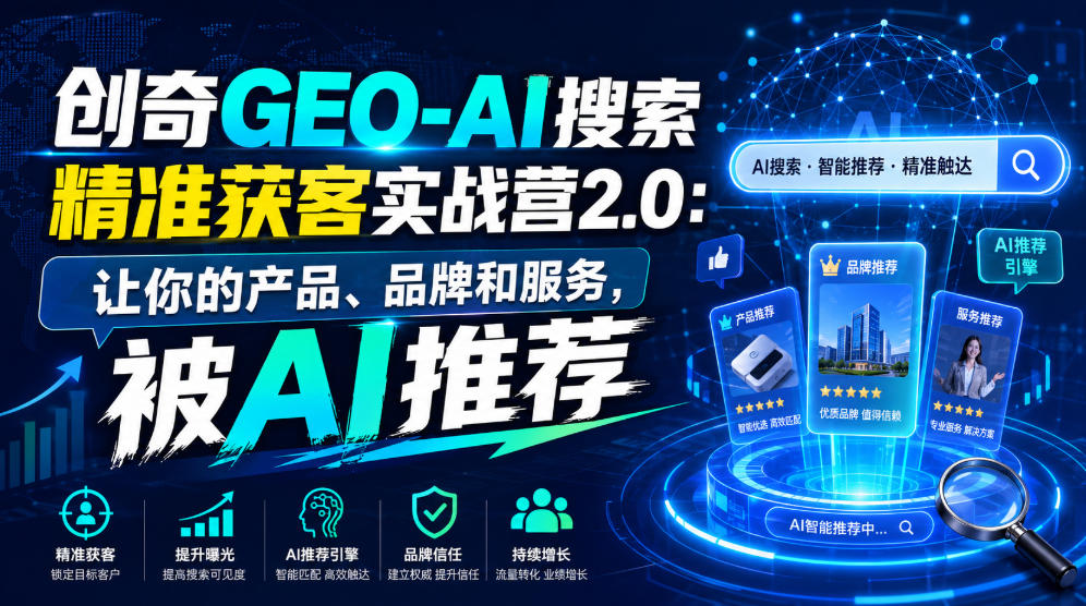 创奇GEO-AI搜索精准获客实战营2.0:让你的产品、品牌和服务,被AI推荐-聚业