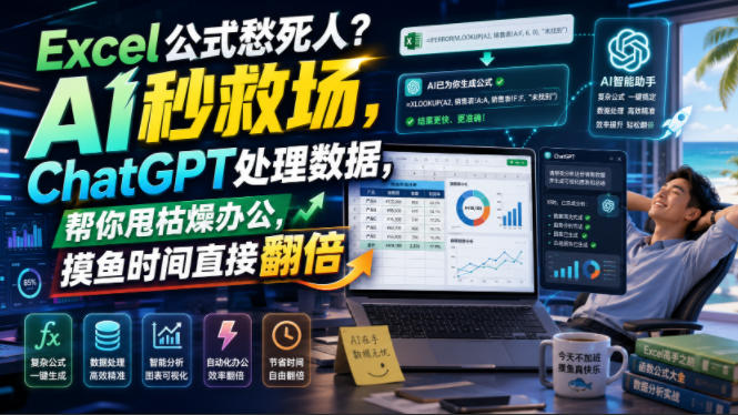 Excel公式愁死人?AI秒救场,ChatGPT处理数据,帮你甩枯燥办公,摸鱼时间直接翻倍【原创双语字幕】-聚业