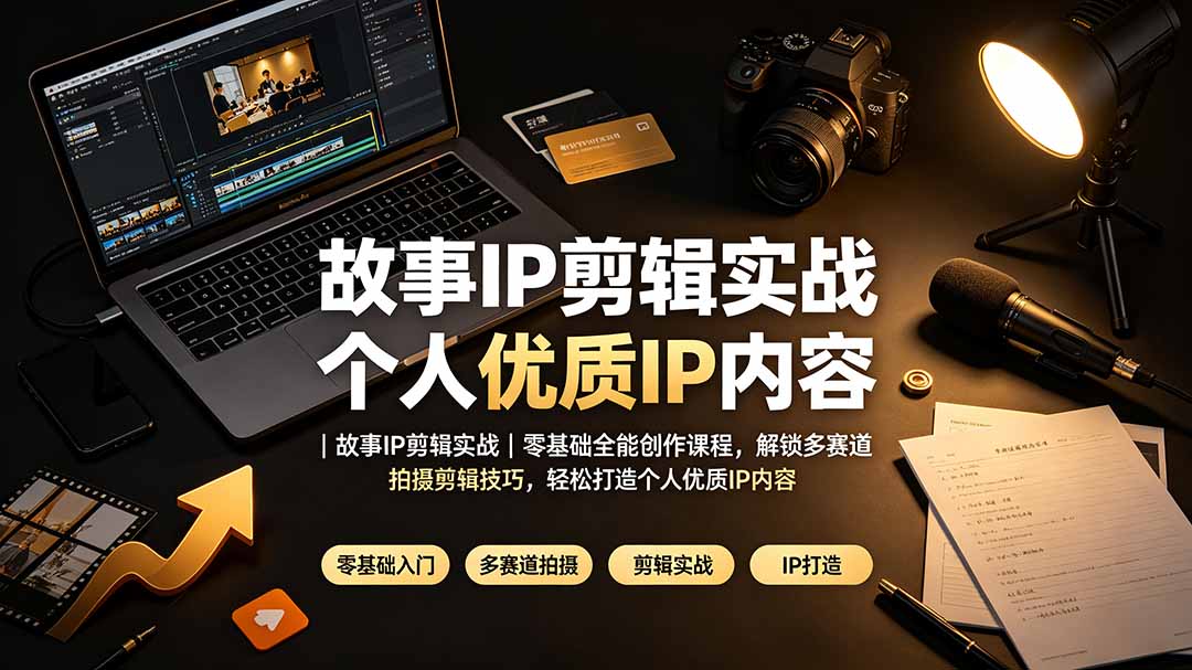 故事IP剪辑实战|零基础全能创作课程,解锁多赛道拍摄剪辑技巧,轻松打造个人优质IP内容-聚业