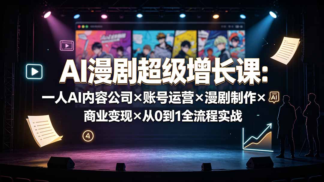 AI漫剧超级增长课:一人AI内容公司×账号运营×漫剧制作×商业变现×从0到1全流程实战-聚业