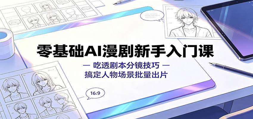 零基础AI漫剧新手入门课:吃透剧本分镜技巧,搞定人物场景批量出片-聚业