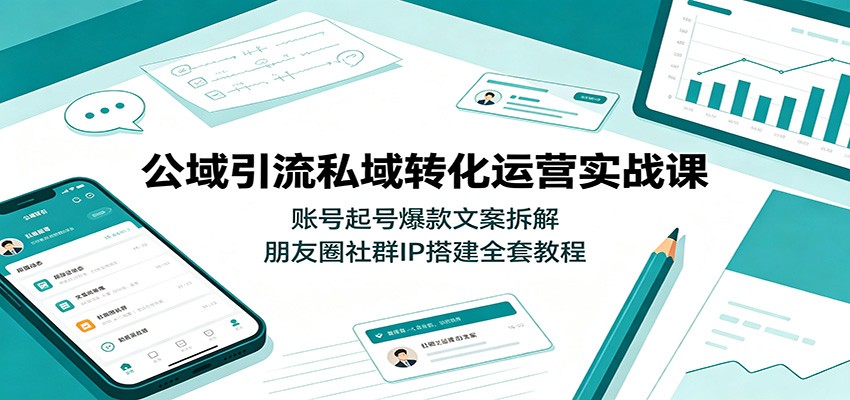 公域引流私域转化运营实战课:账号起号爆款文案拆解,朋友圈社群IP搭建全套教程-聚业