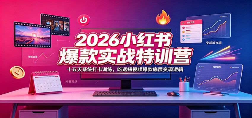 2026小红书爆款实战特训营:十五天系统打卡训练,吃透短视频爆款底层变现逻辑-聚业