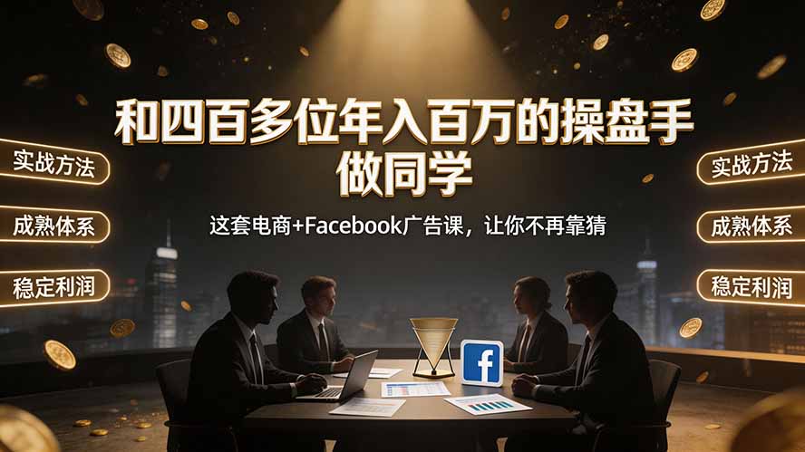 和四百多位年入百万的操盘手做同学——这套电商+Facebook广告课,让你不再靠猜【原创双语字幕】-聚业