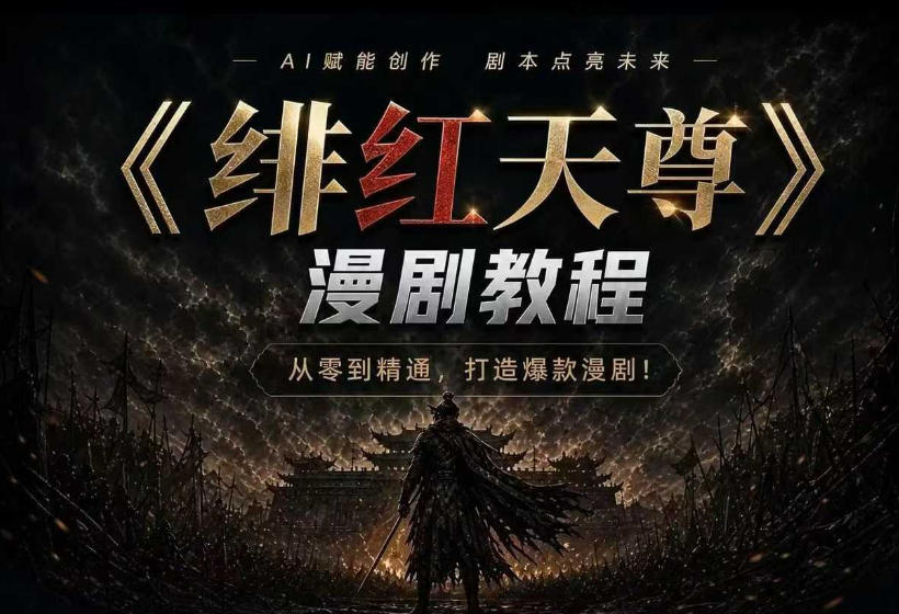 绯红天尊AI漫剧系统教程|从零入门到精通,工具运用+剧本创作+爆款逻辑+提示词素材+镜头剪辑,全套爆款漫剧落地实战课-聚业