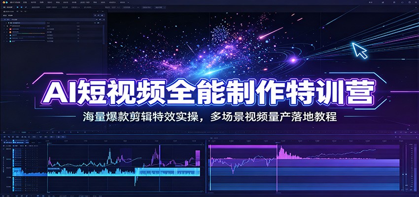 AI短视频全能制作特训营:海量爆款剪辑特效实操,多场景视频量产落地教程-聚业