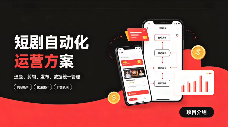 快手全自动短剧矩阵项目|自动化分发,流量持续变现【揭秘】-聚业