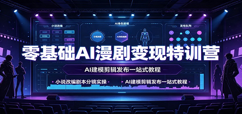 零基础AI漫剧变现特训营:小说改编剧本分镜实操,AI建模剪辑发布一站式教程-聚业