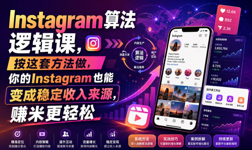 Instagram算法逻辑课,按这套方法做,你的Instagram也能变成稳定收入来源,賺米更轻松【原创双语字幕】-聚业