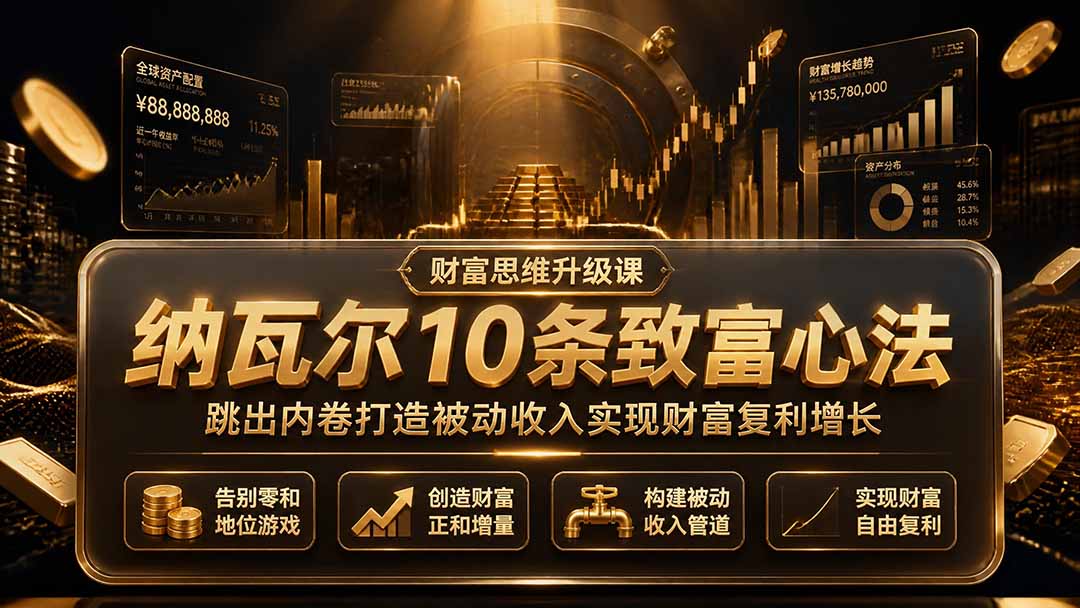 付费文章：纳瓦尔10条致富心法，跳出内卷打造被动收入实现财富复利增长-聚业