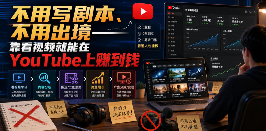 不用写剧本、不用出境——靠看视频就能在YouTube上賺到钱【原创双语字幕】-聚业