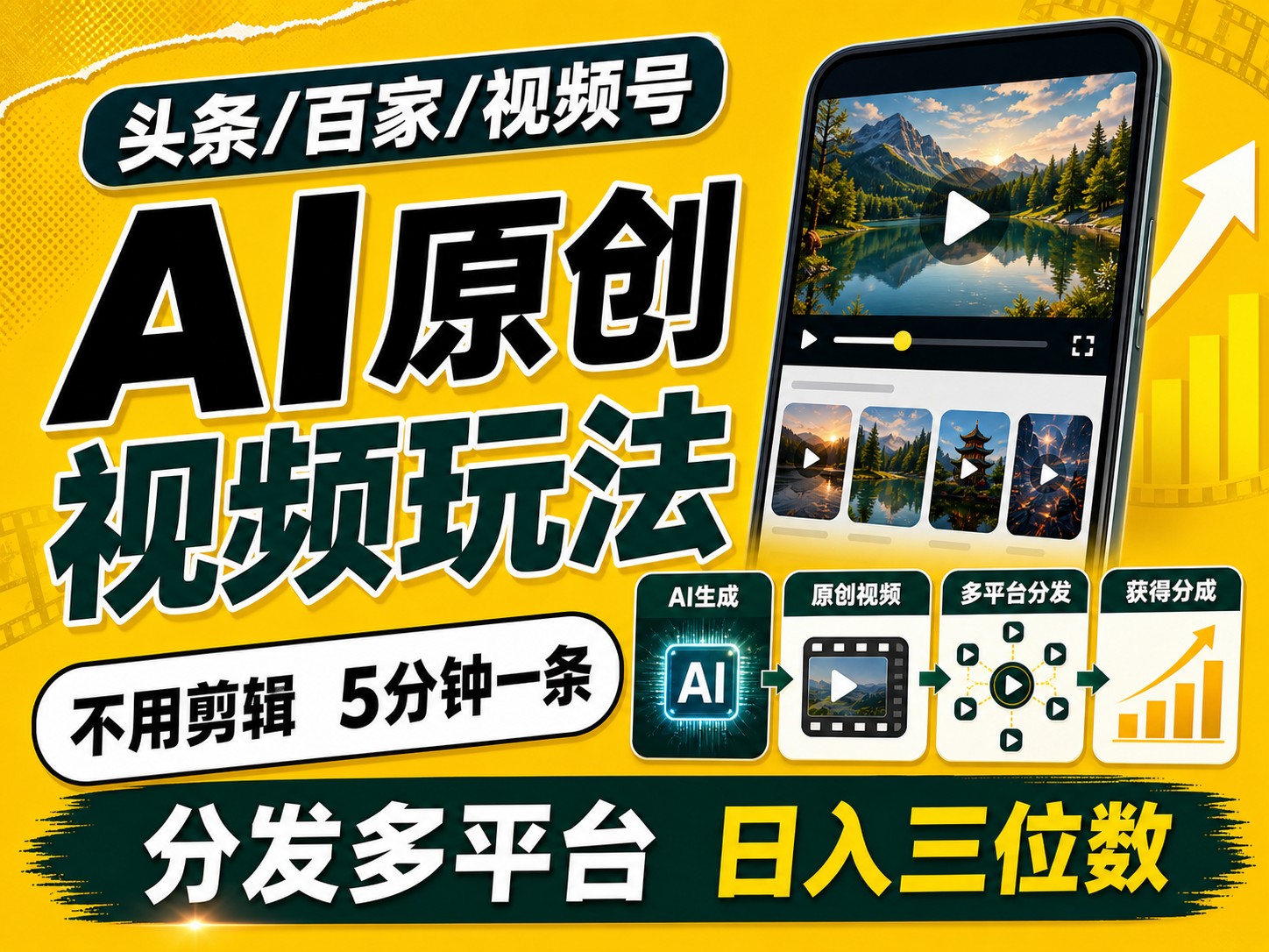 2026头条百家号升级玩法 5分钟一条原创视频 发多平台赚收-聚业