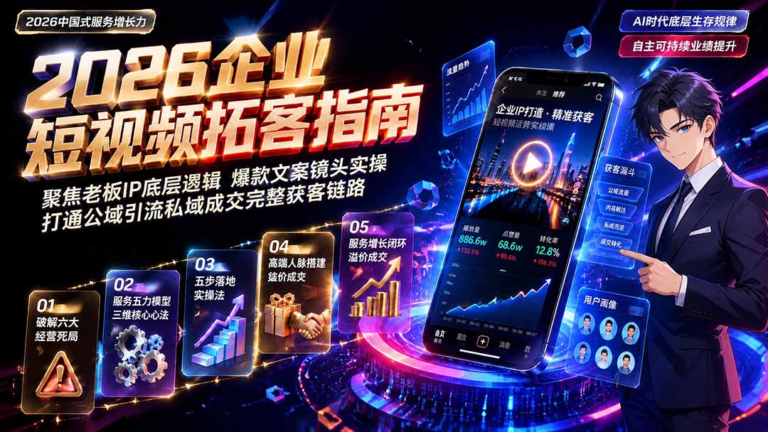 2026AI时代服务增长力实战课-无水印|五力模型三维心法教学,破解门店客源流失低价内卷实现长效业绩增长-聚业