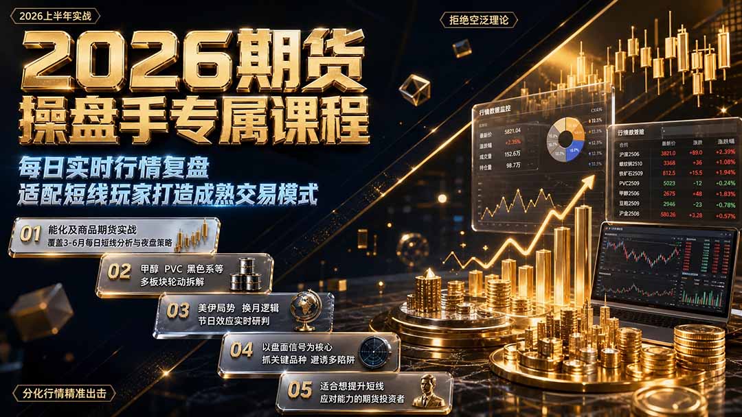 2026期货操盘手专属课程-更新8月,每日实时行情复盘,适配短线玩家打造成熟交易模式-聚业