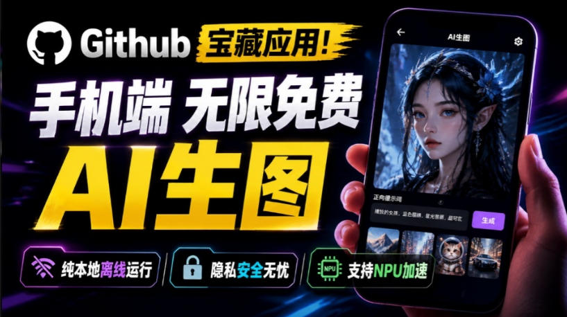 Github宝藏应用!手机端无限免费AI生图,纯本地离线运行,支持NPU加速斩获3.1k stars,local-dream-聚业