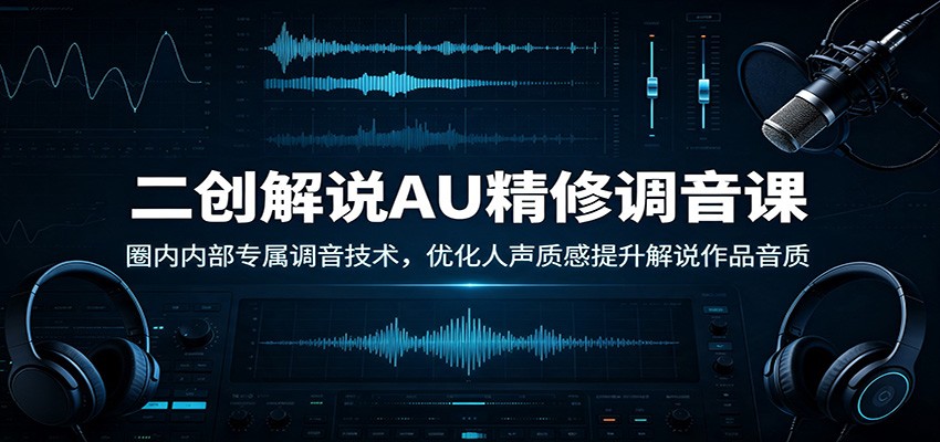 二创解说AU精修调音课:圈内内部专属调音技术,优化人声质感提升解说作品音质-聚业