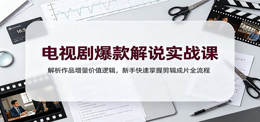 电视剧爆款解说实战课:解析作品增量价值逻辑,新手快速掌握剪辑成片全流程-聚业
