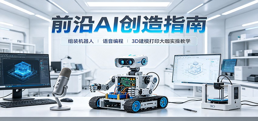 前沿AI创造指南:组装机器人、语音编程、3D建模打印大咖实操教学-聚业