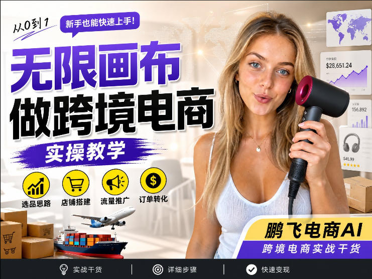 【跨境电商必备】AI无线画布制作商品宣传视频,四步搞定,无线画布工作流,操作简单好上手-聚业