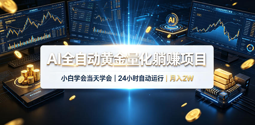 AI全自动黄金量化躺賺项目,24小时自动运行,月入2W!-聚业