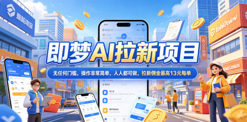 2026年即梦AI拉新项目最新玩法,无任何门槛,操作非常简单,人人都可做,拉新佣金最高13米每单(更新08月07日)-聚业