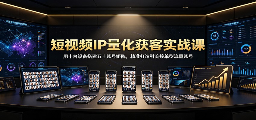 短视频IP量化获客实战课:用十台设备搭建五十账号矩阵,精准打造引流接单型流量账号-聚业