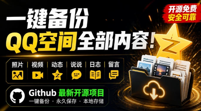 一键将你QQ空间全部内容备份下来!照片/视频/动态信息全存本地,Github最新开源项目QzoneArchive-聚业