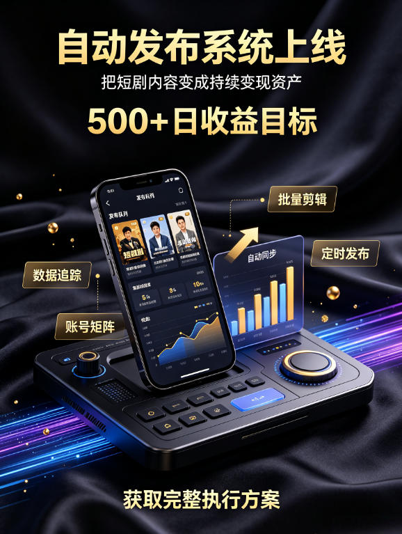 还在找靠谱线上副业？快手短剧项目，全程自动发布内容，不用熬夜做视频，轻松日入500+【揭秘】-聚业