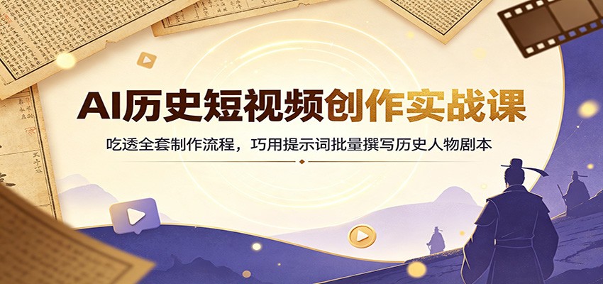 AI历史短视频创作实战课：吃透全套制作流程，巧用提示词批量撰写历史人物剧本-聚业