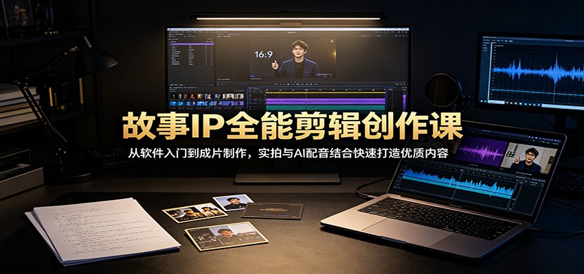 故事IP全能剪辑创作课:从软件入门到成片制作,实拍与AI配音结合快速打造优质内容-聚业