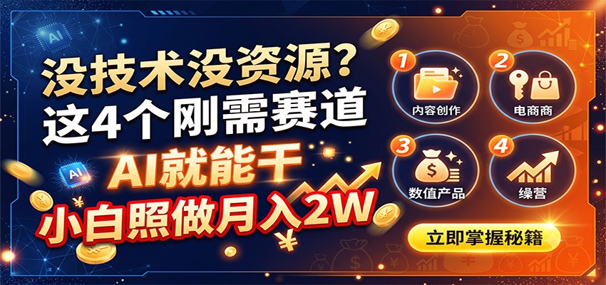 没技术没资源?这4个刚需赛道,AI就能干,小白照做月入2W-聚业
