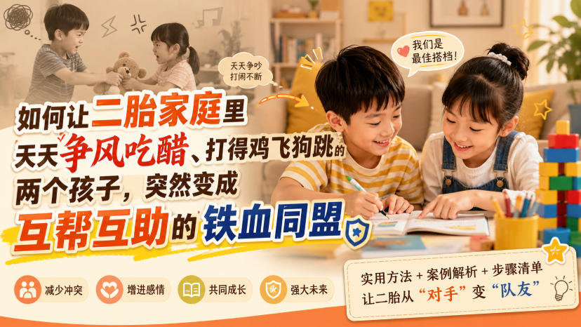 付费文章：如何让二胎家庭里天天争风吃醋、打得鸡飞狗跳的两个孩子，突然变成互帮互助的铁血同盟？-聚业