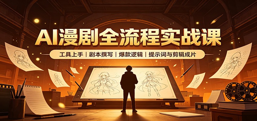 AI漫剧全流程实战课:工具上手、剧本撰写、爆款逻辑、提示词与剪辑成片-聚业