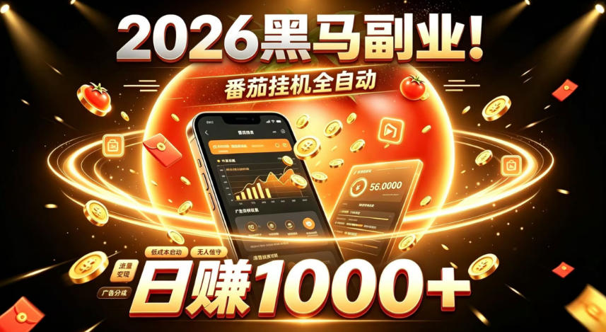 2026黑马副业！番茄挂G全自动日入1000+，操作最简单、门槛最低的线上轻资产项目【揭秘】-聚业