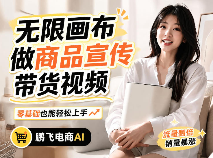 不用模特不用拍，AI生成电商带货视频｜无限画布从0到1搭建教程，全程实操演示，新手也能跟着落地-聚业