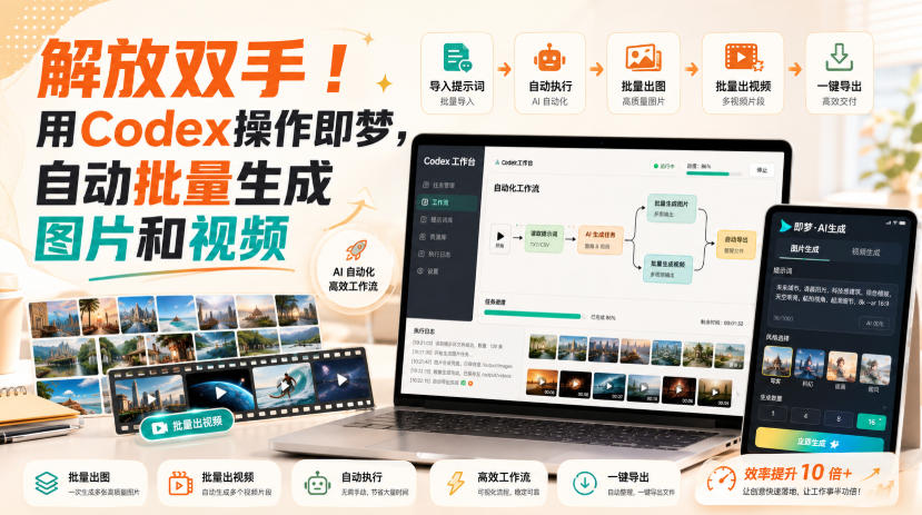 解放双手！用Codex操作即梦，自动批量生成图片和视频-聚业
