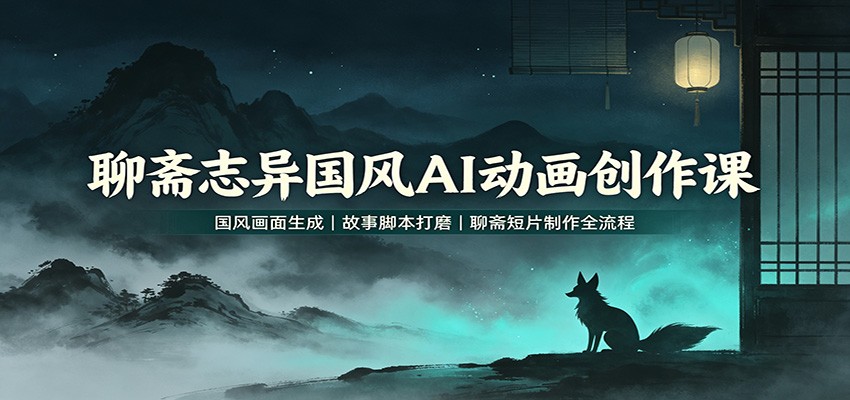聊斋志异国风AI动画创作课：国风画面生成，故事脚本打磨，聊斋短片制作全流程-聚业