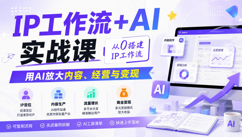 IP工作流+AI实战课，从0搭建IP工作流，用AI放大内容、经营与变现-聚业