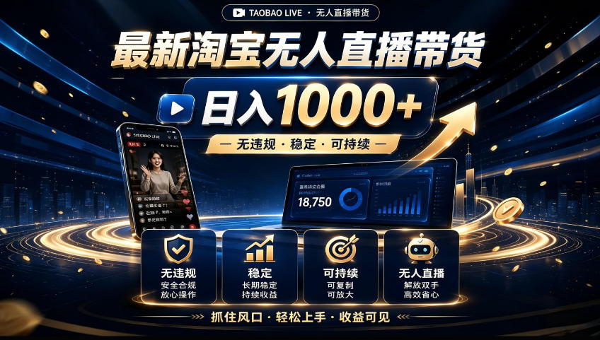 2026淘宝无人直播15.0，独家新技术，不用露脸、不用熬夜，自动直播自动出单，25小时卖17W【揭秘】-聚业