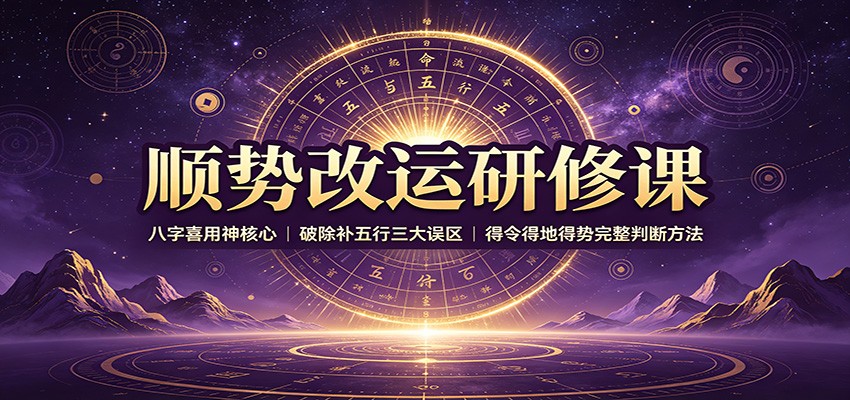 顺势改运研修课：八字喜用神核心，破除补五行三大误区，得令得地得势完整判断方法-聚业