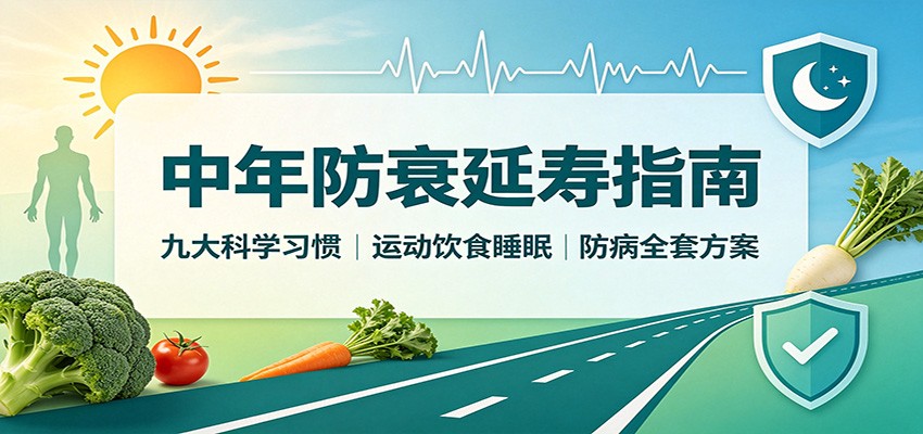 中年防衰延寿指南:九大科学习惯,运动饮食睡眠防病全套方案-聚业