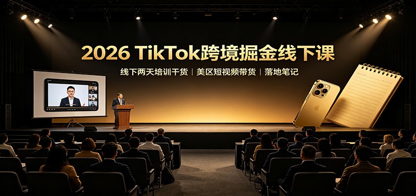 2026 TikTok跨境掘金线下课:线下两天培训干货,美区短视频带货落地笔记-聚业