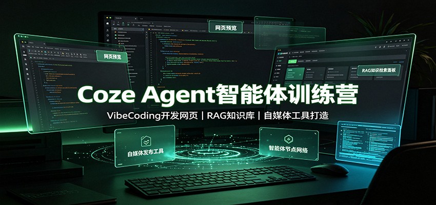 Coze Agent智能体训练营:VibeCoding开发网页,RAG知识库,自媒体工具打造-聚业
