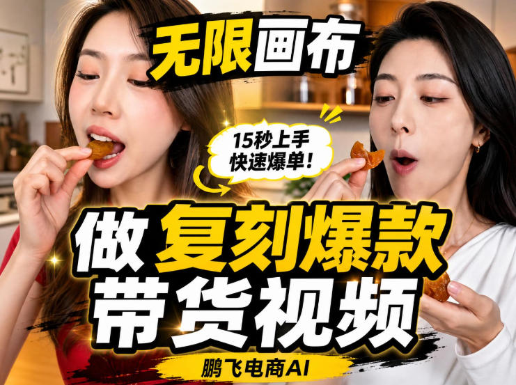 无限画布实操教程,搭一个炸裂级黑科技工作流——一键复刻爆款带货视频-聚业