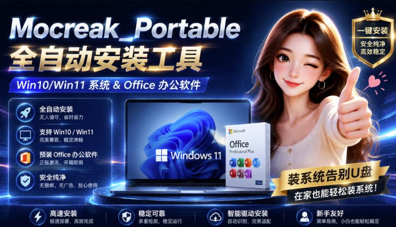Mocreak全自动安装office和win10、win11系统,告别U盘装系统,使用安全可靠-聚业