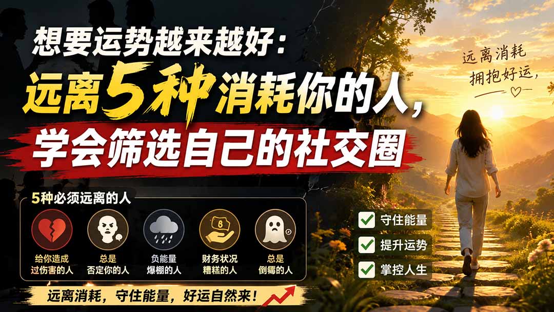 付费文章:想要运势越来越好:远离5种消耗你的人,学会筛选自己的社交圈-聚业